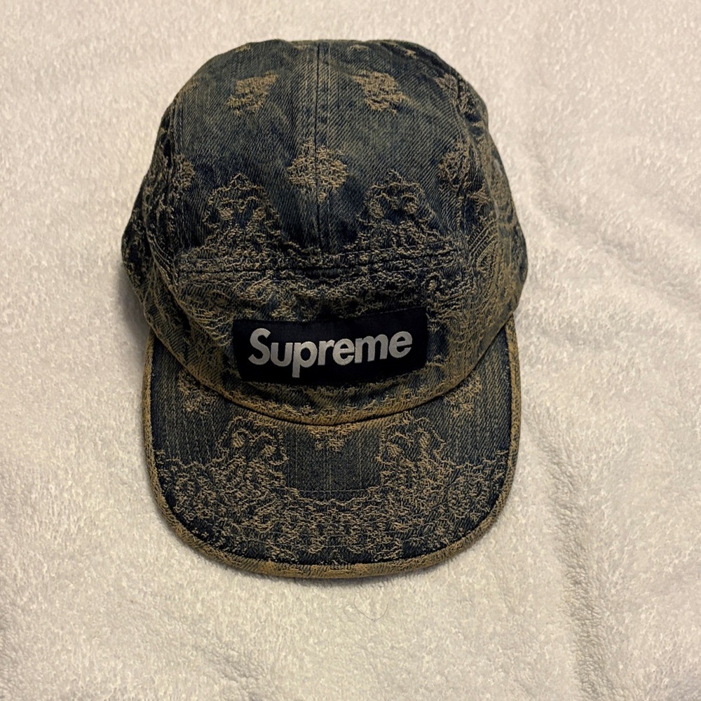 Supreme Blue and Tan Distressed Cap